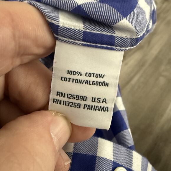 Faconnable Shirt Mens Small Club Blue Gingham Check Long Sleeve Button Up - Picture 4 of 7